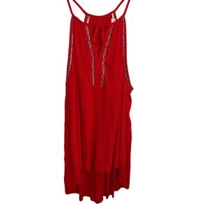 Le Sample Red Embroidered Tank Top Large
